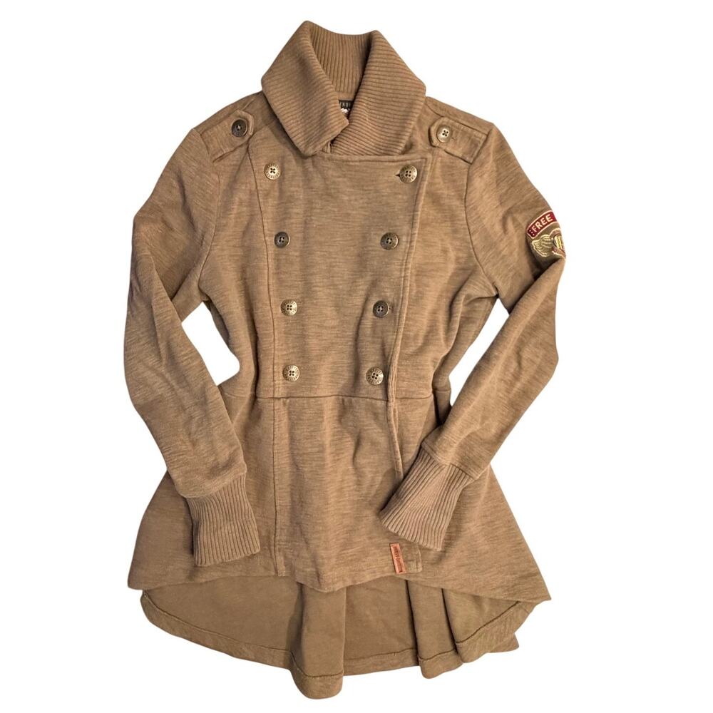 Women's sz L Harley-Davidson Winged Pea Coat 97488 Jacket Knit Twill Button-Up